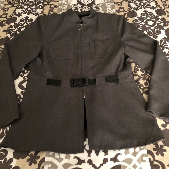 Gray Belted Blazer Jacket - Picture 2 of 8